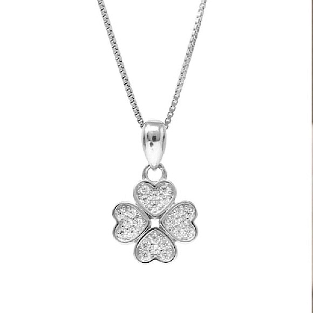 Baublebar White GP Stainless Steel Four Leaf Clover Pendant 18" Chain Necklace - Picture 2 of 13
